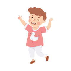 Little Boy Pointing Finger Laughing at Somebody Teasing and Judging Vector Illustration