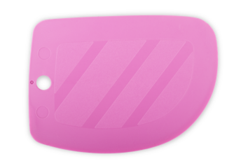 Blue rubber or silicone spatula with plastic handle for confectionery isolated on white background. Top view