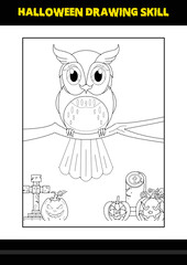 Halloween drawing skill for kids. Halloween drawing skill coloring page for kids.