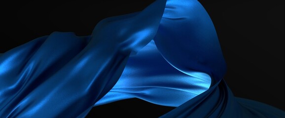 Flowing transparent Cloth Wave, blue Waving Silk Flying Textile