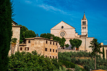 Fototapeta na wymiar Assisi, a journey through history and religion. The basilica of Santa Chiara