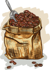 Vietnamese coffee beans illustration that can be used for menu books and cafe promotions. It can...