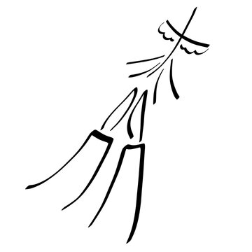 recommend clip art: hands of a praying person and a shining cross flying like a bird, black abstract symbol