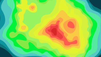 Vector graphic of Color topographic contour map with combination spectrum colors. Topographic map contour with elevation. The concept of a conditional geography scheme and the terrain path.
