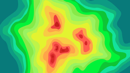 Vector graphic of Color topographic contour map with combination spectrum colors. Topographic map contour with elevation. The concept of a conditional geography scheme and the terrain path.