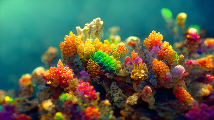 Stunning Rainbow coral reef under sea shot 2 selective focus