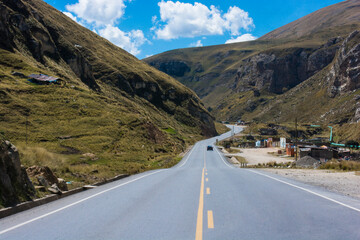 Highway road on mountains Peru Cerro de Pasco Sierra