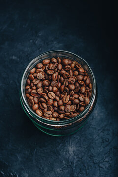 Above View of Coffee Beans inside a Jar
