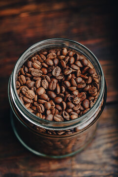 Jar Full of Roasted Coffee Beans