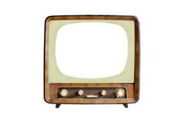 Vintage CRT TV set with blank screen isolated
