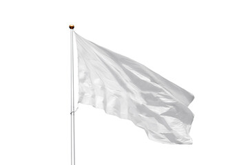 Blank waving white flag with copy space isolated - obrazy, fototapety, plakaty