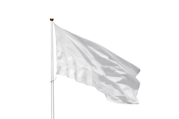 Blank waving white flag with copy space isolated