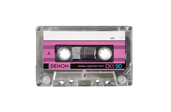 Vintage Denon audio tape cassette isolated