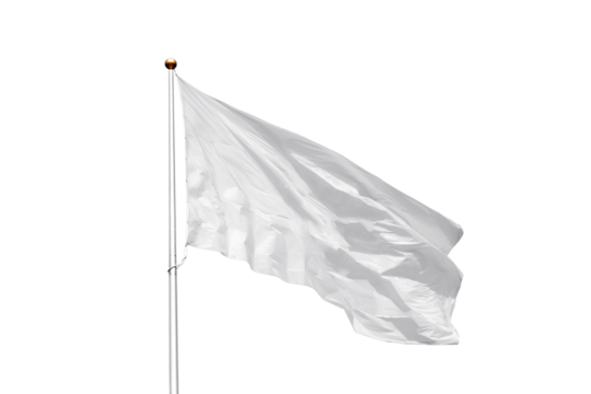 Blank waving white flag with copy space isolated