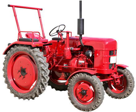 isolated red tractor