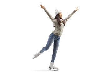 Full length shot of a young casual female ice skating © Ljupco Smokovski