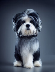 A realistic digital painting portrait of a cute Havanese dog 