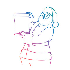 Santa holding blank paper. Rainbow gradient.