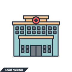 hospital building icon logo vector illustration. hospital symbol template for graphic and web design collection