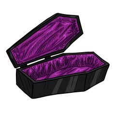 Open emty coffin vector illustration isolated on white background