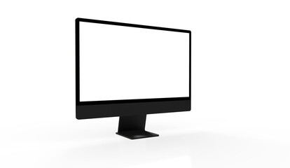 Computer display with blank white screen 3d.