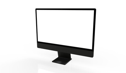 Computer display with blank white screen 3d