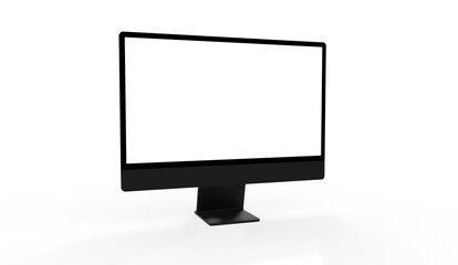 Computer display with blank white screen 3d