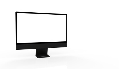 Realistic flat screen computer monitor 3de style mockup with blank screen isolated 3d