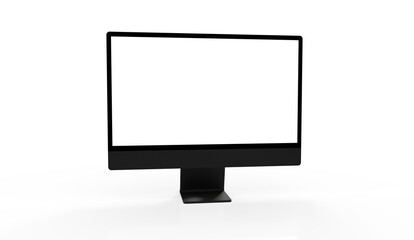 Realistic 3D Computer, with a white screen, isolated on a background