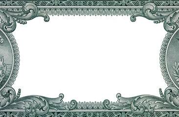 U.S. dollar border with empty transparent middle area