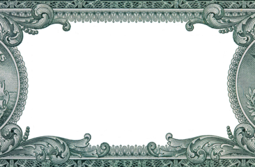 U.S. dollar border with empty transparent middle area
