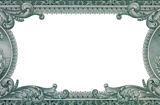 U.S. dollar border with empty transparent middle area