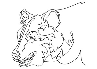  bear's head. Line. one line continuous draw