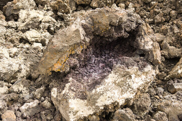 Detail of the interior of a volcanic rock