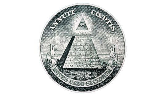 Pyramid from back side of 1 dollar bill