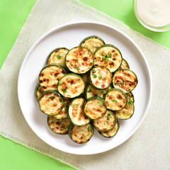 Roasted zucchini on plate