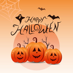 Happy Halloween minimal 3 pumpkin banner