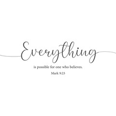 Encouraging Bible Verse PNG, Christian quote, Mark 9:23