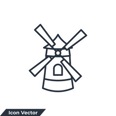 Fototapeta na wymiar wind mill building icon logo vector illustration. wind turbine symbol template for graphic and web design collection