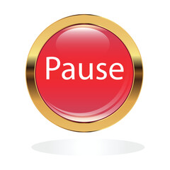 A circle of red color in a gold frame is depicted  Pause