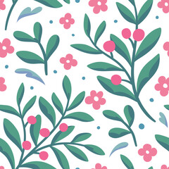 Vector hand drawn leaves seamless pattern. Abstract trendy floral background. Repeatable texture.