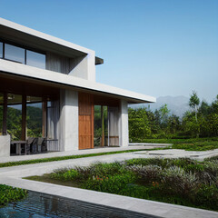 Fototapeta na wymiar Luxury modern villa, cozy house, real estate