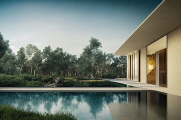 Luxury modern villa, cozy house, real estate