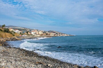Beautiful view of the Ligurian coast of Ponente in Imperia Province, Italy