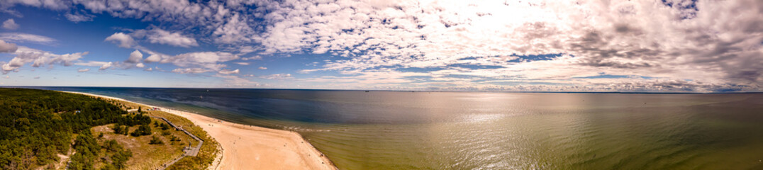 Panorama.Aerial view of the promontorz of the Hel Peninsula on an autumn ,sunnz daz.