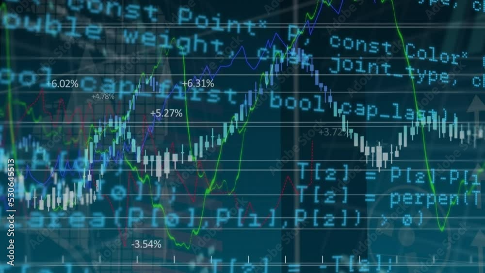 Poster animation of data processing over black background
