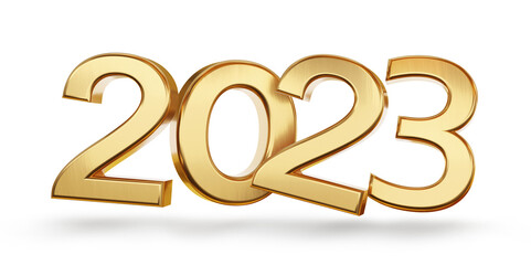 2023 golden symbol with shadow 3d-illustration
