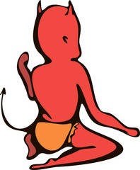 Children baby in Halloween animal costumes. a little kid in a cute devil costume is playing with fire. funny cute baby cartoons. Vector illustration