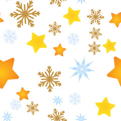 set of stars and snowflakes seamless pattern