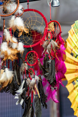 dream catchers on a street stall during a popular festival in Italy